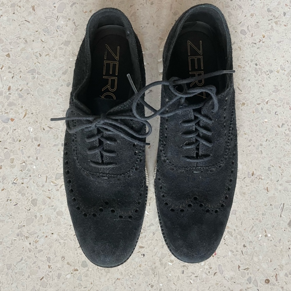 Cole Haan Zerogrand Black Suede Leather Wingtip Oxford Men’s Size 7 M C23740